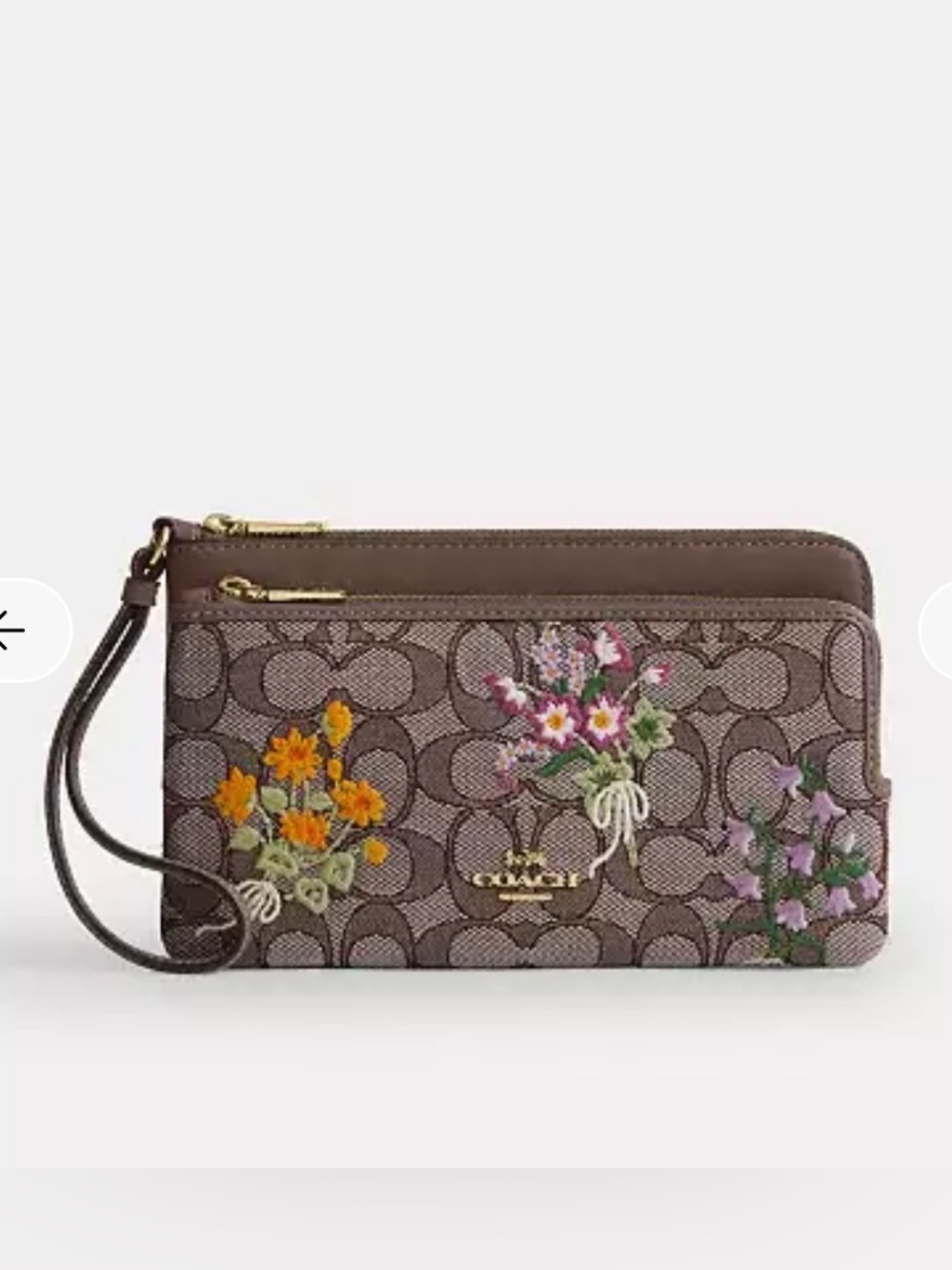 NWT🥀Coach Double Zip Wristlet
In Signature Jacquard With Floral Embroidery CEF63 - Picture 6 of 7